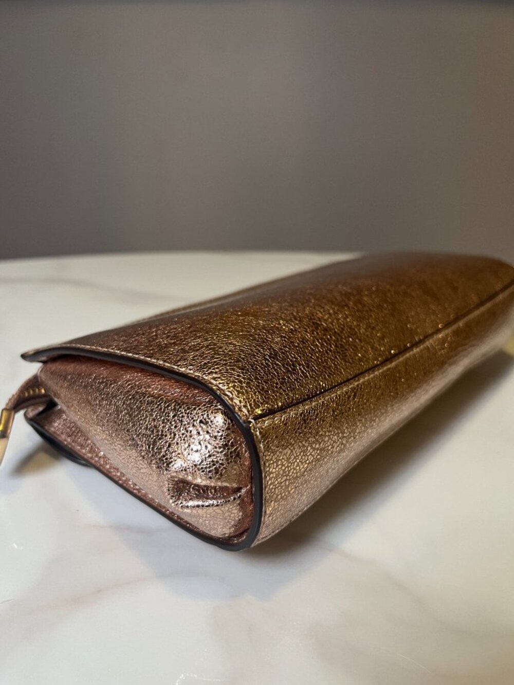 Coach Rose Gold Metallic Leather Clutch - Picture 9 of 13